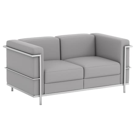 Officesource Madison Collection Loveseat with Chrome Exposed Frame OSRL3025PGR